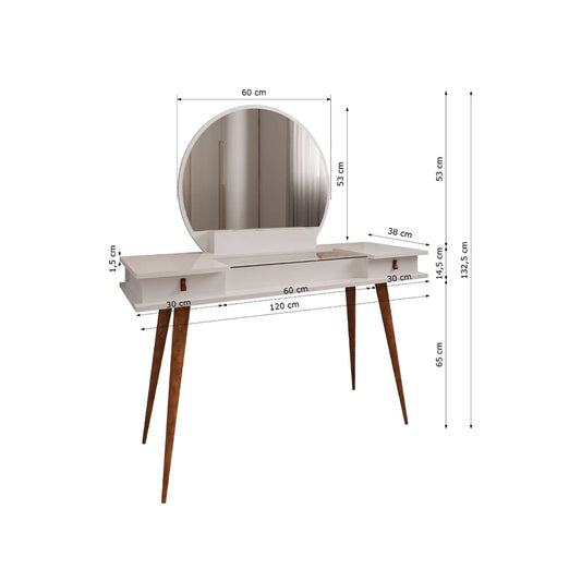 Penteadeira Diana Com 2 Gavetas Porta de Vidro e Nichos