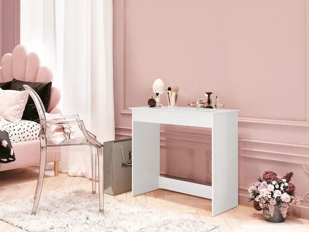 Penteadeira Paris C/ Espelho E Porta Objetos - Branco Branco